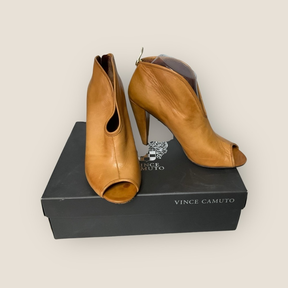 Vince Camuto Camel Peep-Toe Heeled Boots